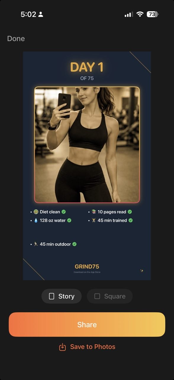 Share card for completed day