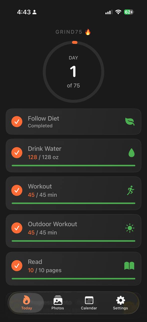 Today view showing daily tasks
